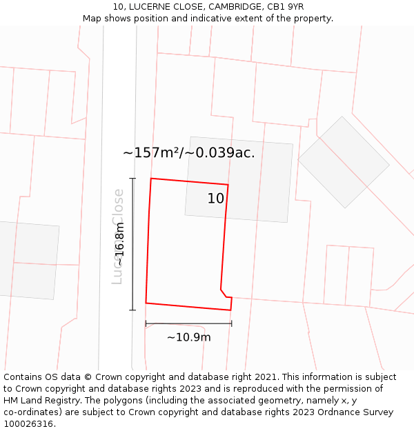 10, LUCERNE CLOSE, CAMBRIDGE, CB1 9YR: Plot and title map