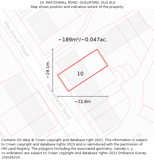 10, MACDOWALL ROAD, GUILDFORD, GU2 9LD: Plot and title map