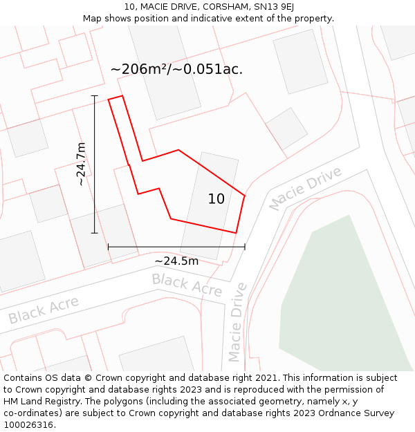 10, MACIE DRIVE, CORSHAM, SN13 9EJ: Plot and title map