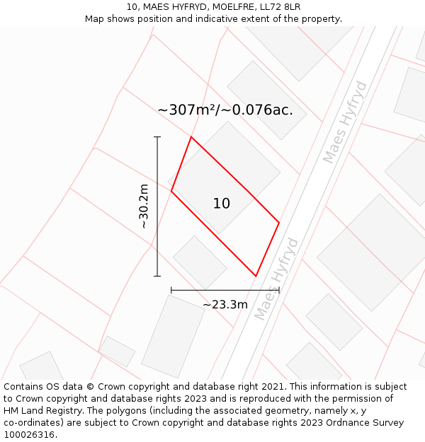 10, MAES HYFRYD, MOELFRE, LL72 8LR: Plot and title map