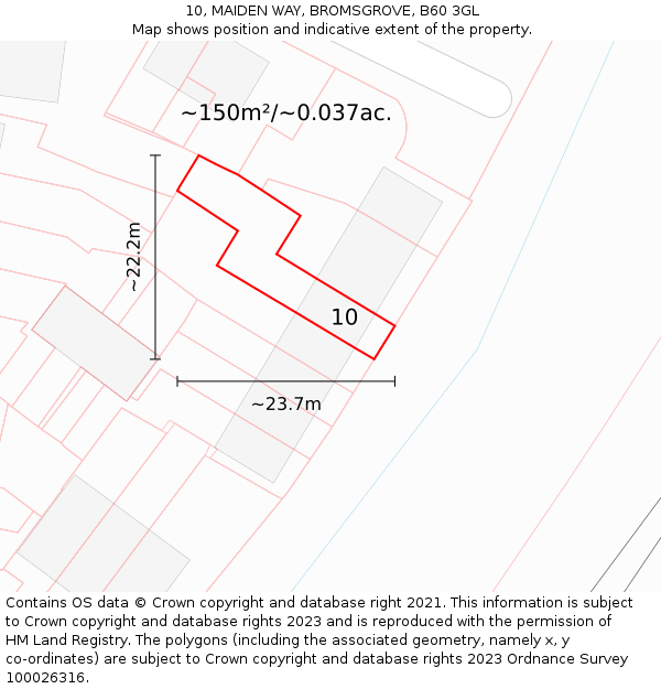 10, MAIDEN WAY, BROMSGROVE, B60 3GL: Plot and title map
