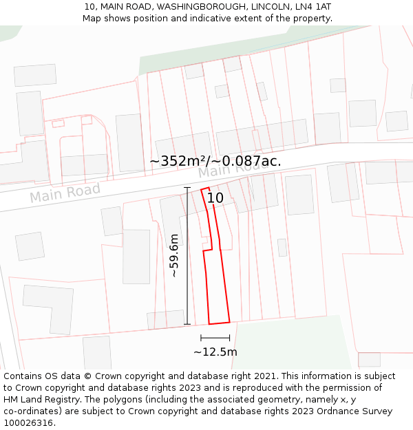 10, MAIN ROAD, WASHINGBOROUGH, LINCOLN, LN4 1AT: Plot and title map