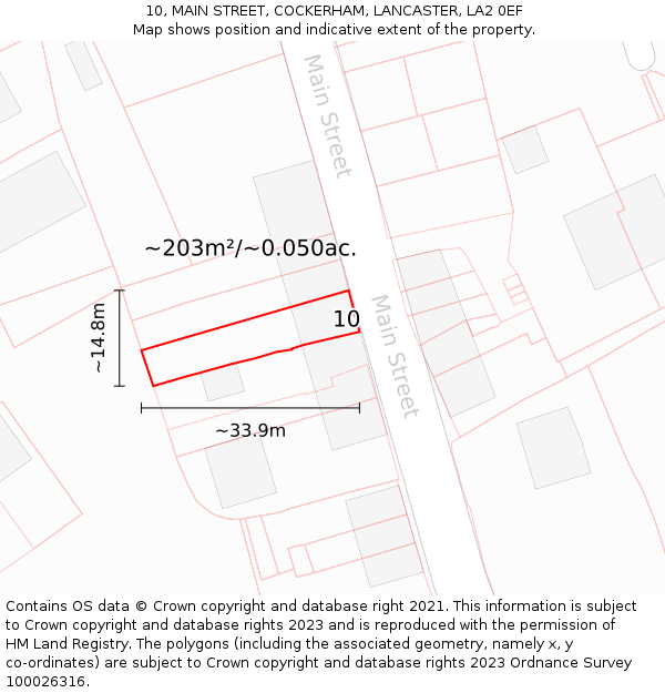 10, MAIN STREET, COCKERHAM, LANCASTER, LA2 0EF: Plot and title map