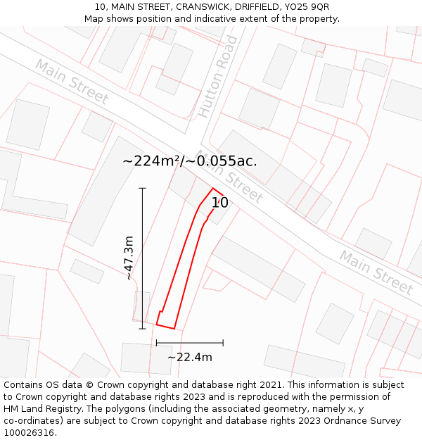 10, MAIN STREET, CRANSWICK, DRIFFIELD, YO25 9QR: Plot and title map