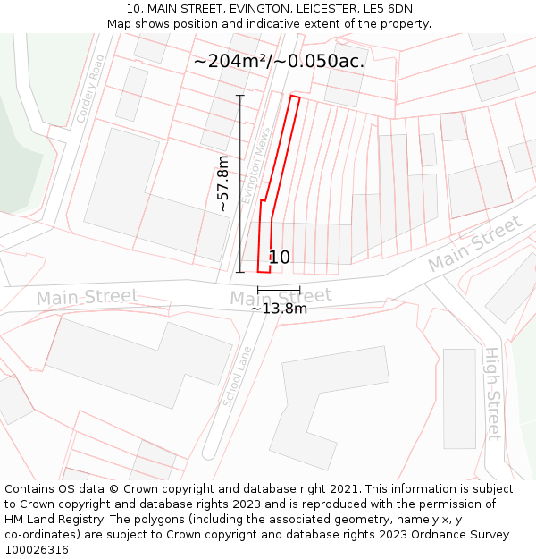 10, MAIN STREET, EVINGTON, LEICESTER, LE5 6DN: Plot and title map