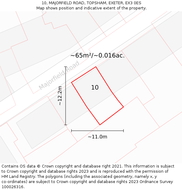 10, MAJORFIELD ROAD, TOPSHAM, EXETER, EX3 0ES: Plot and title map