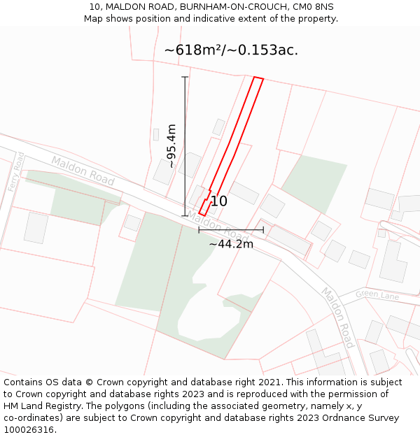 10, MALDON ROAD, BURNHAM-ON-CROUCH, CM0 8NS: Plot and title map