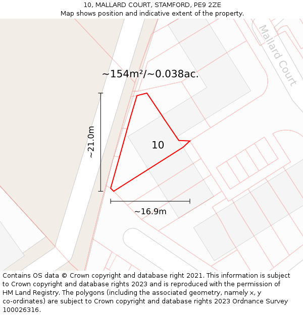 10, MALLARD COURT, STAMFORD, PE9 2ZE: Plot and title map