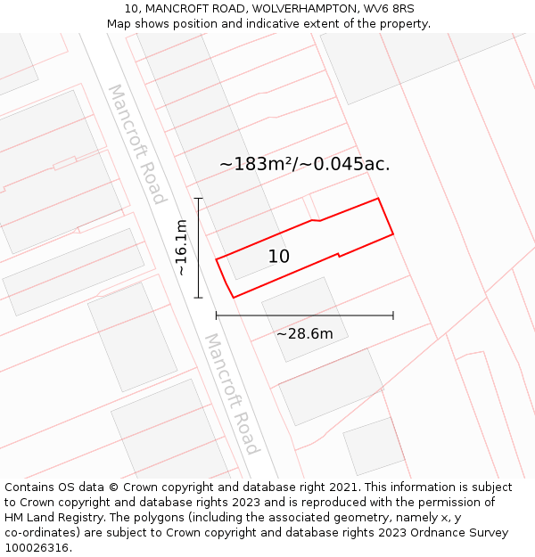 10, MANCROFT ROAD, WOLVERHAMPTON, WV6 8RS: Plot and title map