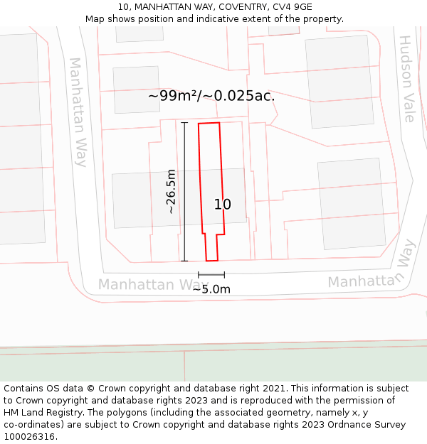 10, MANHATTAN WAY, COVENTRY, CV4 9GE: Plot and title map