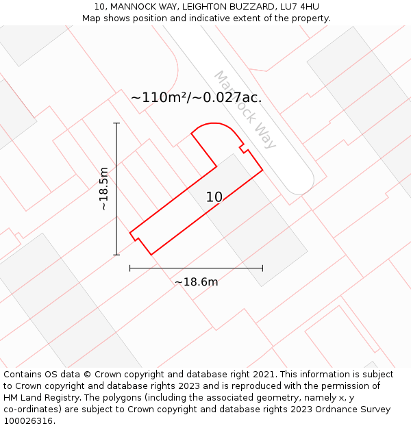 10, MANNOCK WAY, LEIGHTON BUZZARD, LU7 4HU: Plot and title map