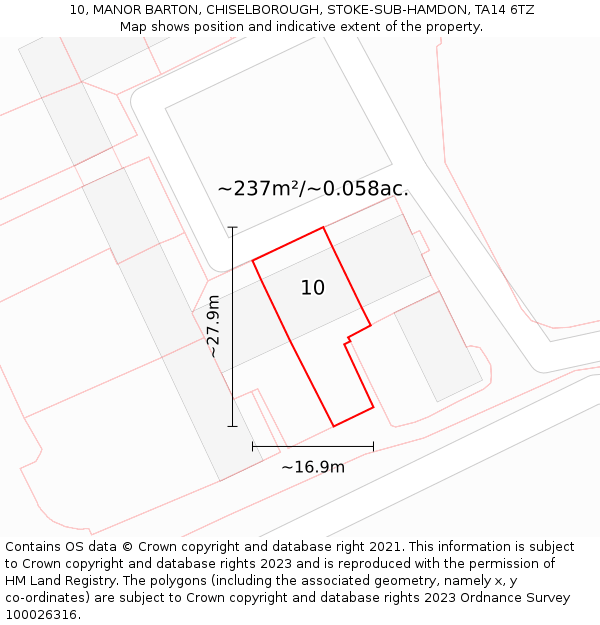 10, MANOR BARTON, CHISELBOROUGH, STOKE-SUB-HAMDON, TA14 6TZ: Plot and title map