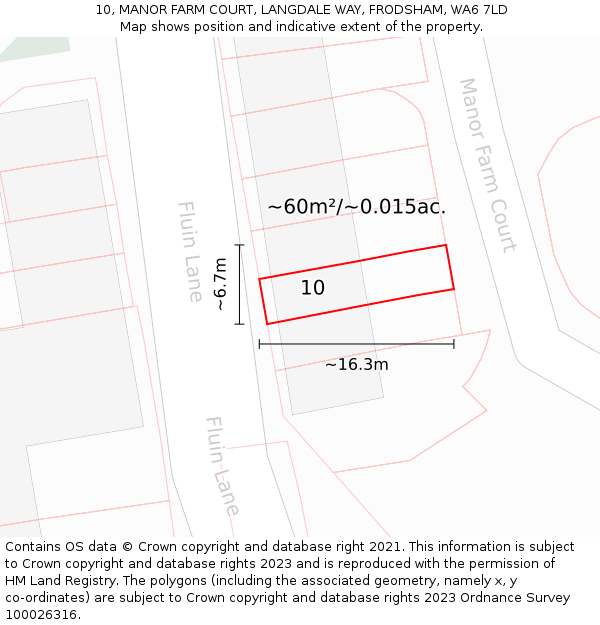 10, MANOR FARM COURT, LANGDALE WAY, FRODSHAM, WA6 7LD: Plot and title map