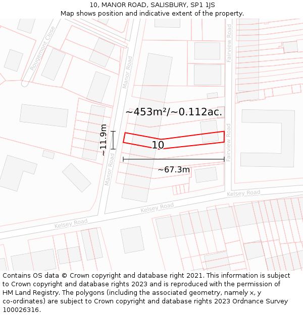 10, MANOR ROAD, SALISBURY, SP1 1JS: Plot and title map