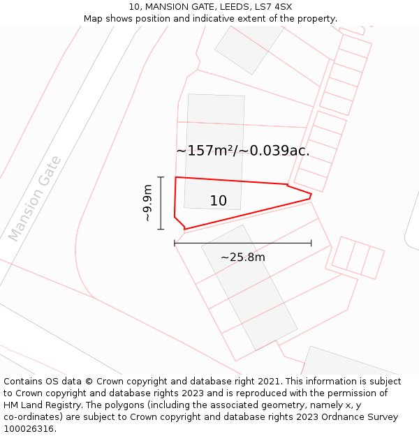 10, MANSION GATE, LEEDS, LS7 4SX: Plot and title map