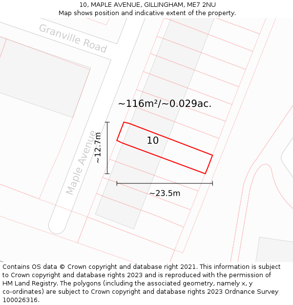 10, MAPLE AVENUE, GILLINGHAM, ME7 2NU: Plot and title map