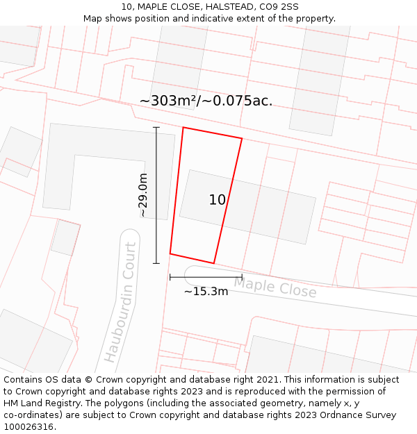 10, MAPLE CLOSE, HALSTEAD, CO9 2SS: Plot and title map