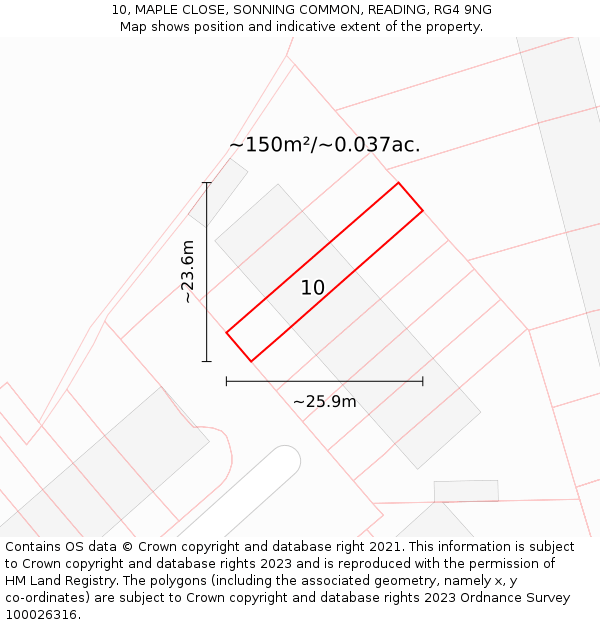 10, MAPLE CLOSE, SONNING COMMON, READING, RG4 9NG: Plot and title map