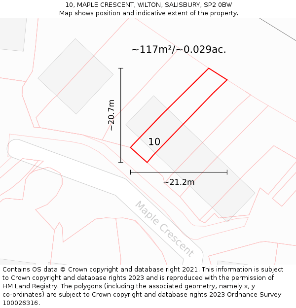 10, MAPLE CRESCENT, WILTON, SALISBURY, SP2 0BW: Plot and title map