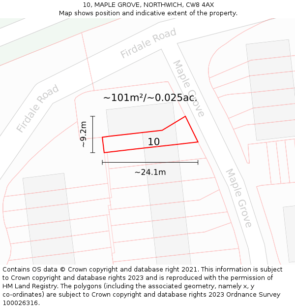 10, MAPLE GROVE, NORTHWICH, CW8 4AX: Plot and title map