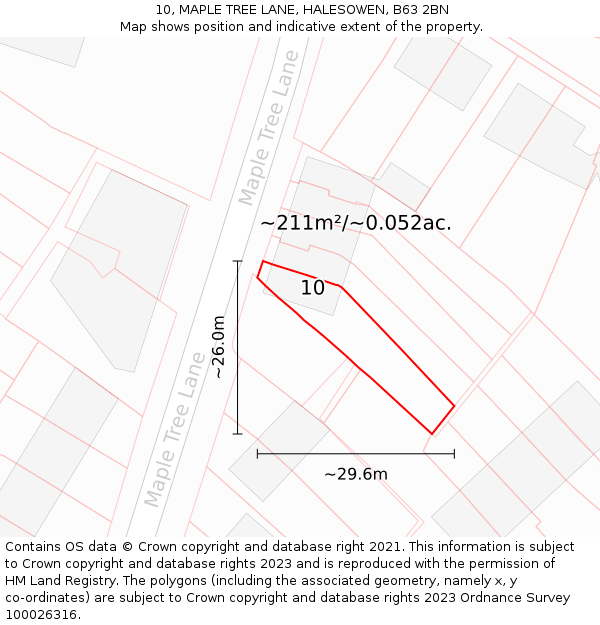 10, MAPLE TREE LANE, HALESOWEN, B63 2BN: Plot and title map