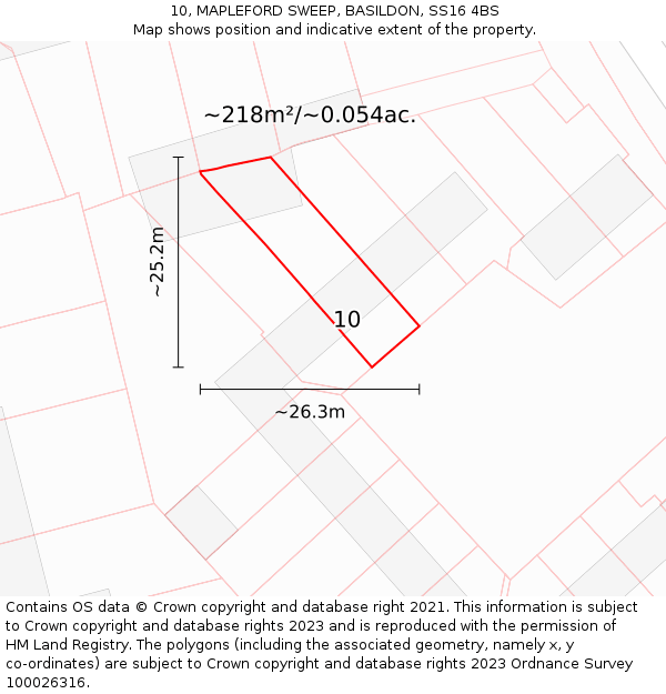 10, MAPLEFORD SWEEP, BASILDON, SS16 4BS: Plot and title map