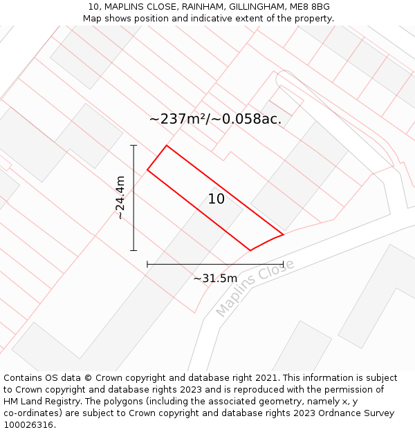 10, MAPLINS CLOSE, RAINHAM, GILLINGHAM, ME8 8BG: Plot and title map