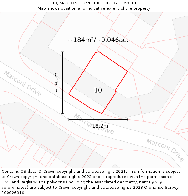 10, MARCONI DRIVE, HIGHBRIDGE, TA9 3FF: Plot and title map