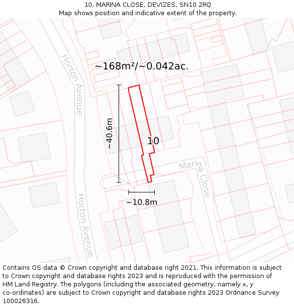 10, MARINA CLOSE, DEVIZES, SN10 2RQ: Plot and title map