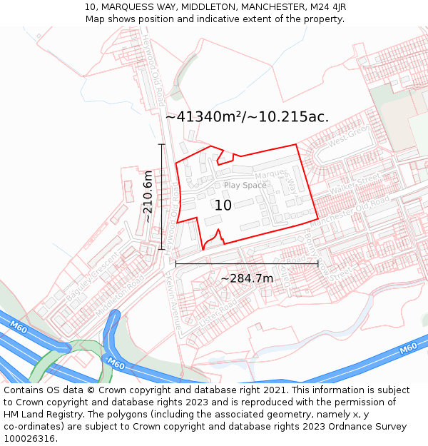 10, MARQUESS WAY, MIDDLETON, MANCHESTER, M24 4JR: Plot and title map
