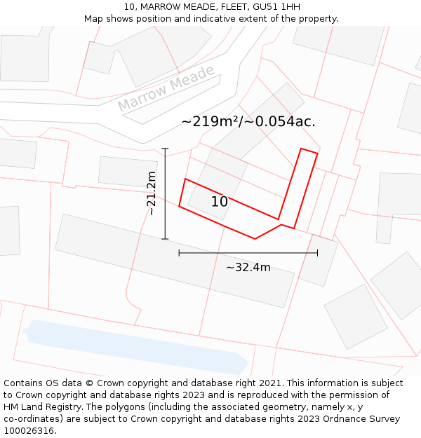 10, MARROW MEADE, FLEET, GU51 1HH: Plot and title map