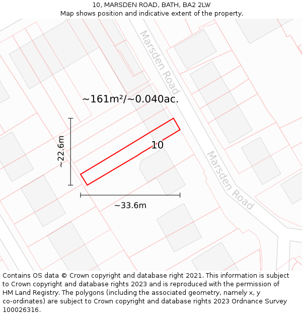 10, MARSDEN ROAD, BATH, BA2 2LW: Plot and title map