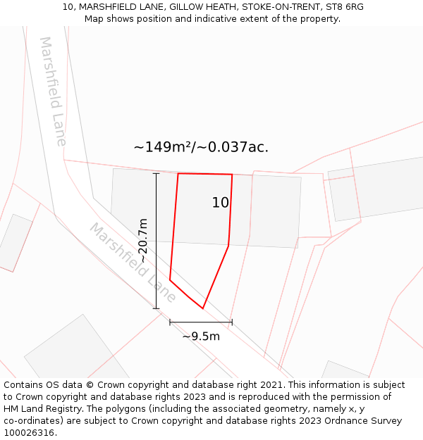 10, MARSHFIELD LANE, GILLOW HEATH, STOKE-ON-TRENT, ST8 6RG: Plot and title map