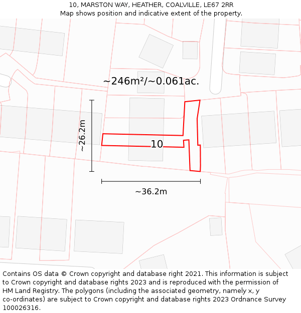 10, MARSTON WAY, HEATHER, COALVILLE, LE67 2RR: Plot and title map