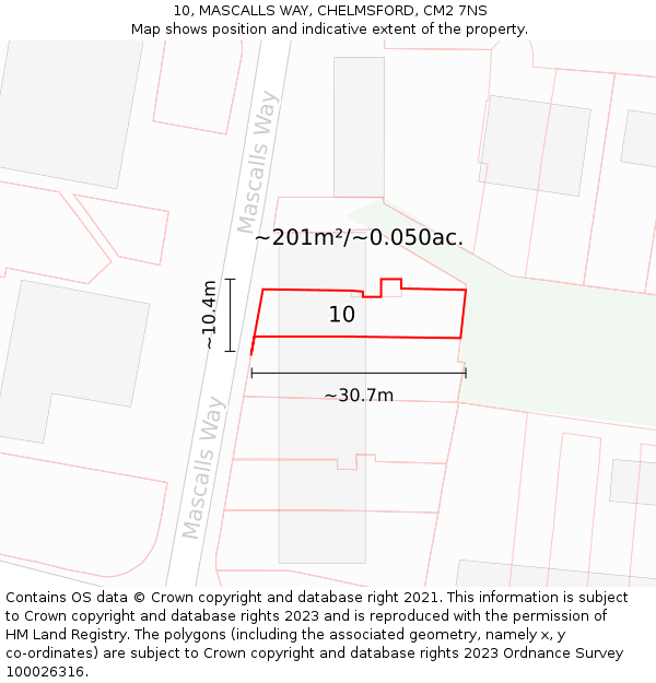 10, MASCALLS WAY, CHELMSFORD, CM2 7NS: Plot and title map