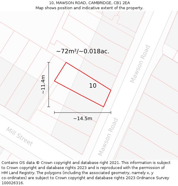 10, MAWSON ROAD, CAMBRIDGE, CB1 2EA: Plot and title map
