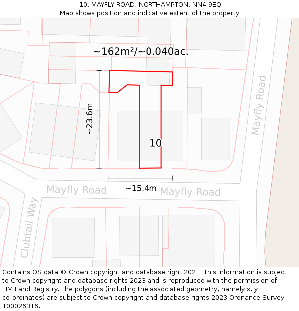 10, MAYFLY ROAD, NORTHAMPTON, NN4 9EQ: Plot and title map