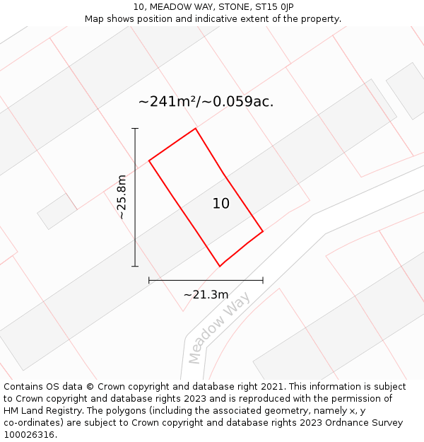10, MEADOW WAY, STONE, ST15 0JP: Plot and title map