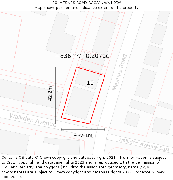 10, MESNES ROAD, WIGAN, WN1 2DA: Plot and title map