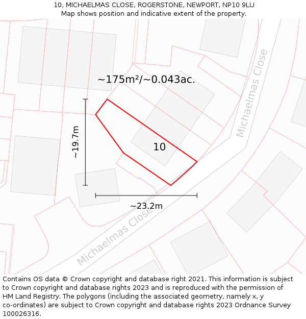 10, MICHAELMAS CLOSE, ROGERSTONE, NEWPORT, NP10 9LU: Plot and title map
