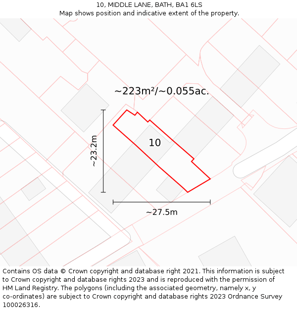 10, MIDDLE LANE, BATH, BA1 6LS: Plot and title map