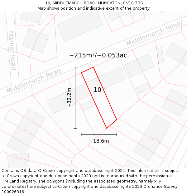 10, MIDDLEMARCH ROAD, NUNEATON, CV10 7BS: Plot and title map