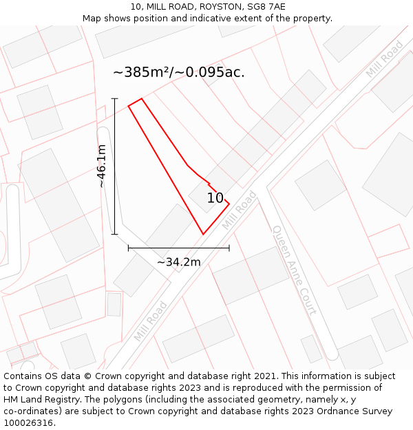 10, MILL ROAD, ROYSTON, SG8 7AE: Plot and title map
