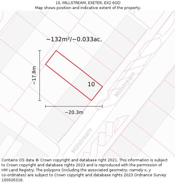10, MILLSTREAM, EXETER, EX2 6GD: Plot and title map