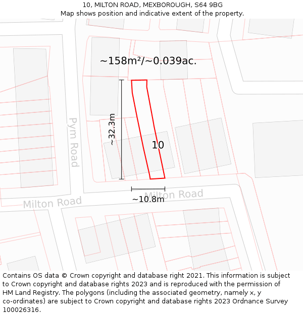 10, MILTON ROAD, MEXBOROUGH, S64 9BG: Plot and title map