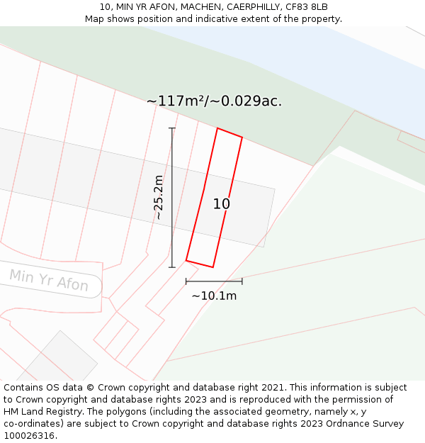 10, MIN YR AFON, MACHEN, CAERPHILLY, CF83 8LB: Plot and title map