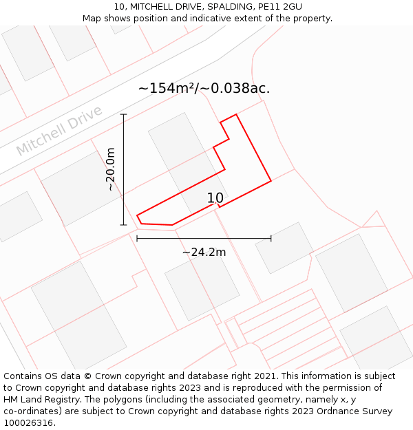 10, MITCHELL DRIVE, SPALDING, PE11 2GU: Plot and title map