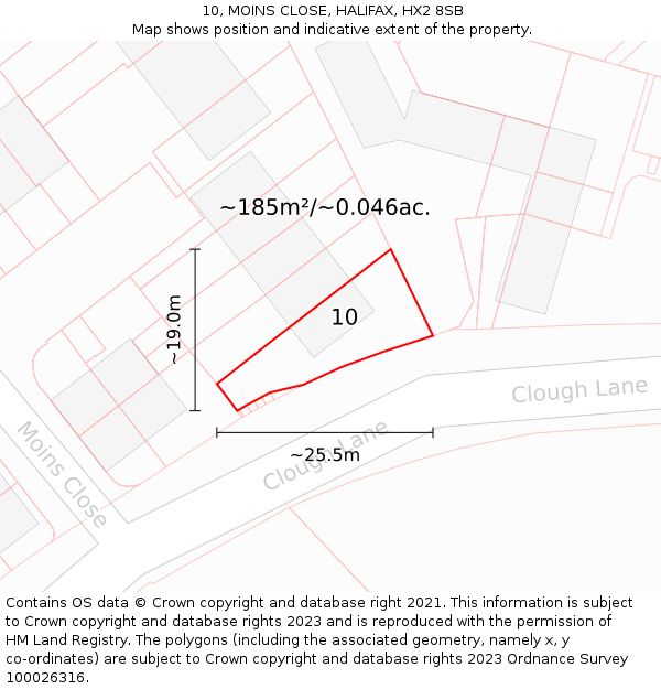 10, MOINS CLOSE, HALIFAX, HX2 8SB: Plot and title map