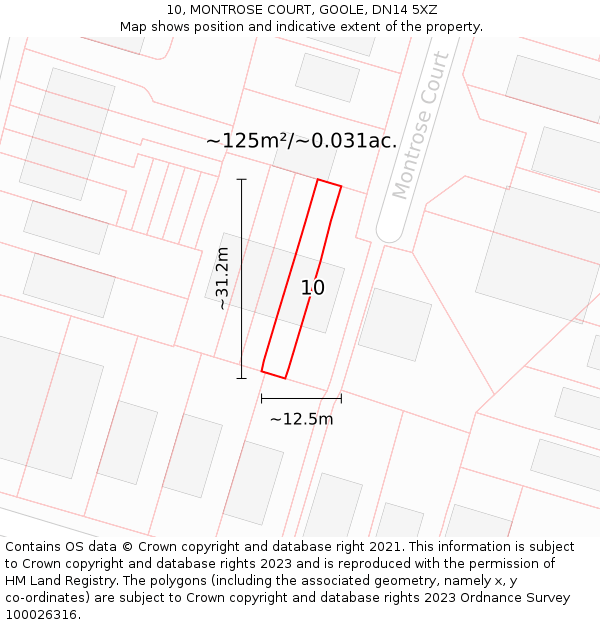 10, MONTROSE COURT, GOOLE, DN14 5XZ: Plot and title map