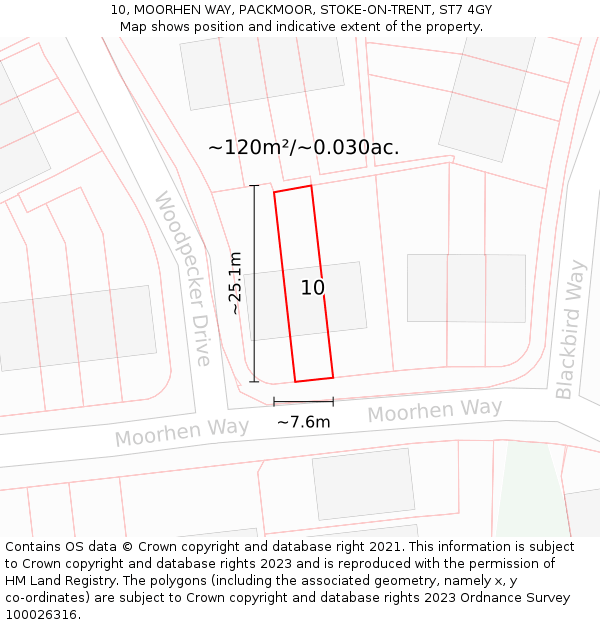 10, MOORHEN WAY, PACKMOOR, STOKE-ON-TRENT, ST7 4GY: Plot and title map